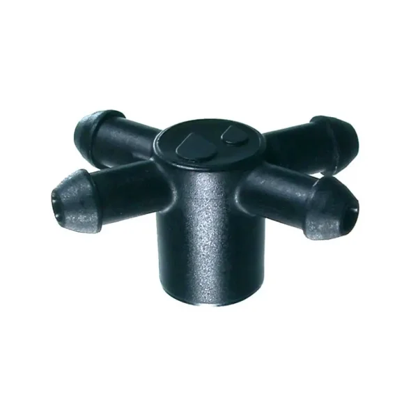 4-fach Adapter für Tropfer mit Nippelauslass, schwarz